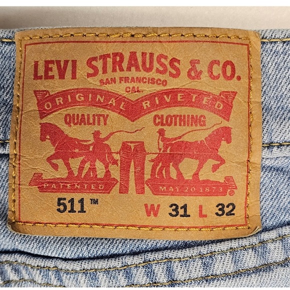 Levi Strauss 511 Slim Fit Mens Jeans Light Wash Size 31x32 - Picture 3 of 7